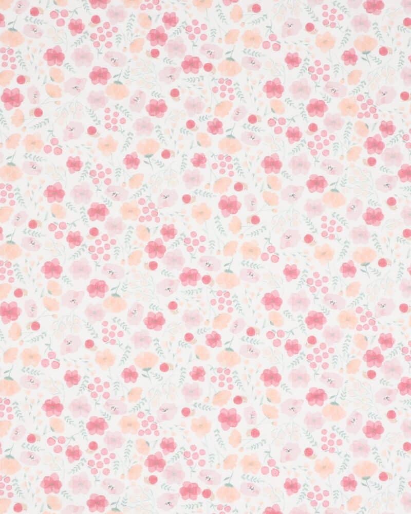 Små blomster i sarte farver på hvid bund - Patchwork - Dear Stella Design