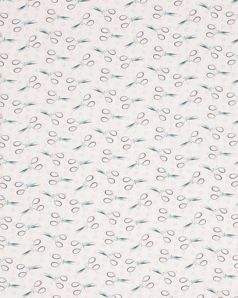 Love you sew, sakse på hvid bund - Patchwork - Studioe fabrics