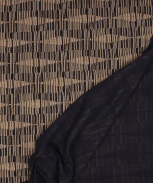 Lysebrunt og mørkeblåt mønster - Polyester/bomuld jersey - Info mangler
