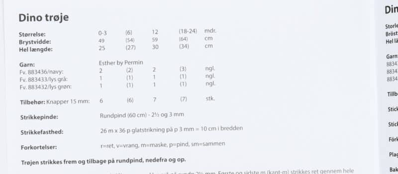 Dino trøje, str. 3-24 mdr. - Permin -