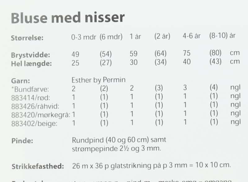 Bluse med nisser, str. 0-10 år - Permin -