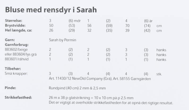 Bluse med rensdyr, str. 0-6 år - Permin -