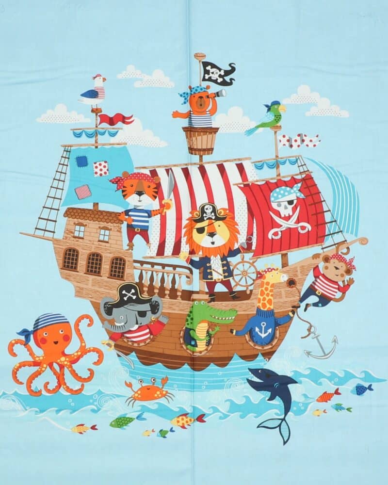 Vilde dyr som sørøvere, 1 stort og 16 små motiver - Patchwork rapport - Makower