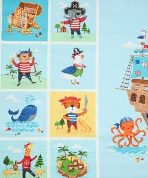 Vilde dyr som sørøvere, 1 stort og 16 små motiver - Patchwork rapport - Makower