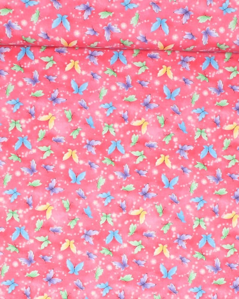 Fairy garden, sommerfugle på pink/lyserød - Patchwork - Studioe fabrics