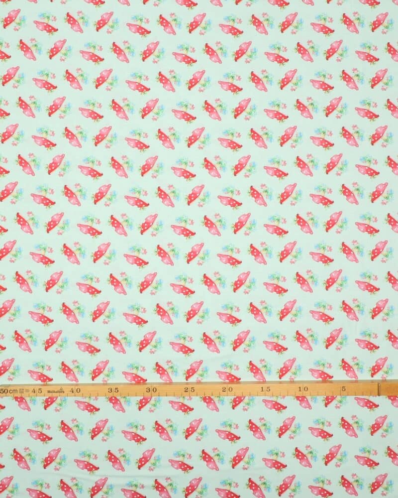 Fairy garden, svampe på mintgrøn - Patchwork - Studioe fabrics