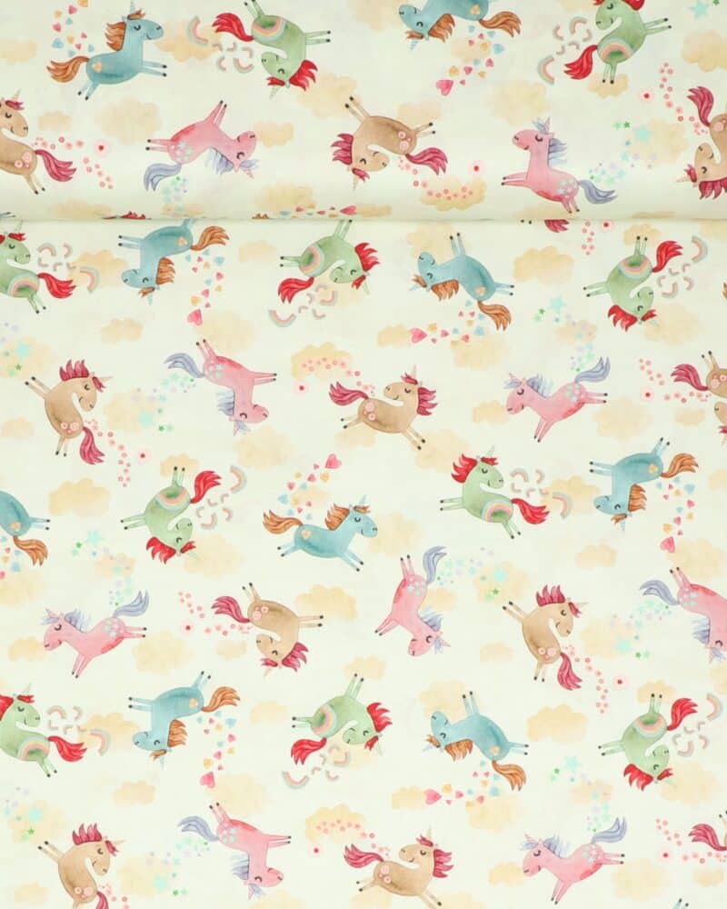 Enhjørninge på cremefarvet bund - Patchwork - Michael Miller Fabrics