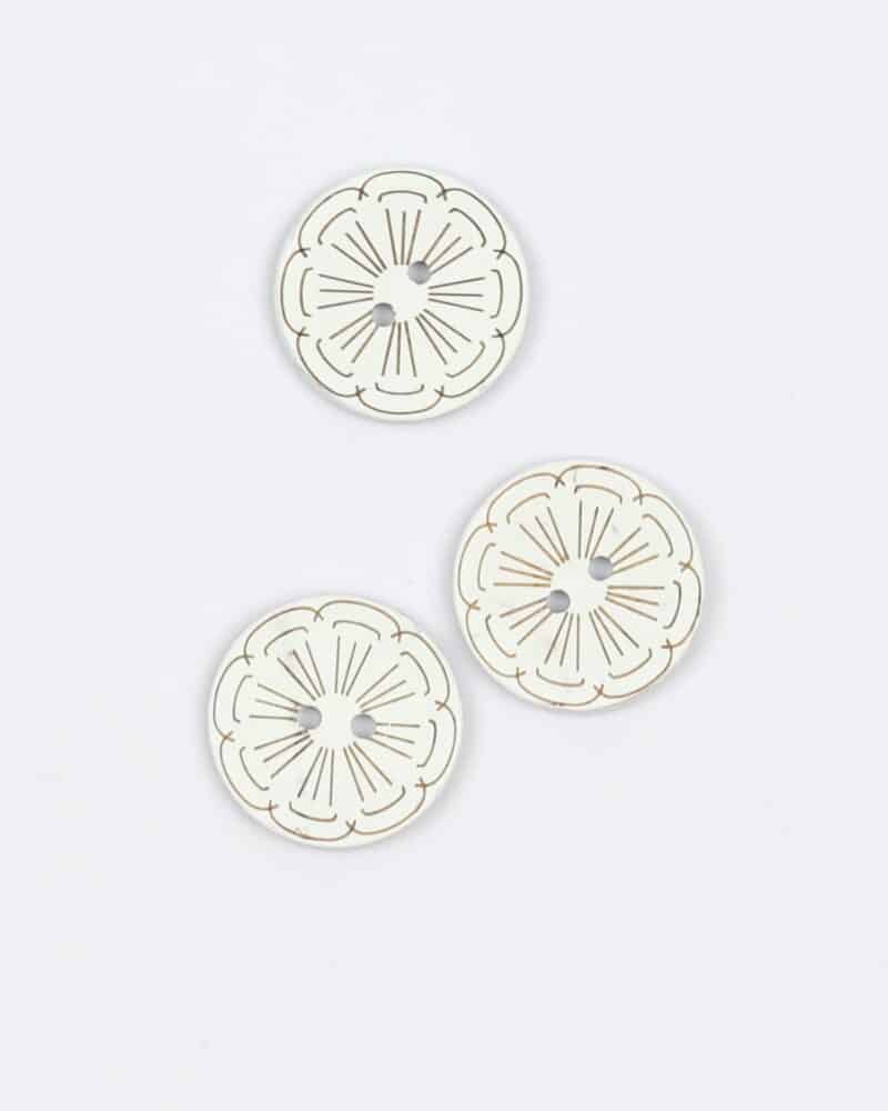 Hvid blomst - 22 mm kokosknap -