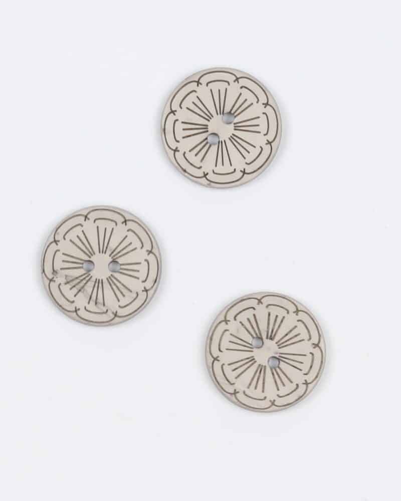 Grå blomst - 22 mm kokosknap -
