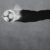 Fodbold på en grå meleret bund - French Terry rapport - Swafing
