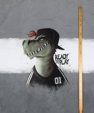 T-Rex no.1 på grå meleret bund - French Terry rapport - Swafing