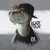 T-Rex no.1 på grå meleret bund - French Terry rapport - Swafing