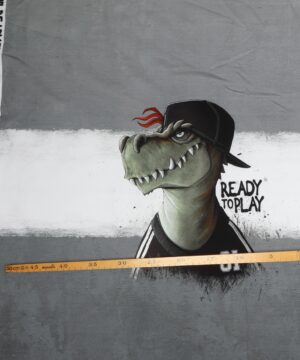 T-Rex no.1 på grå meleret bund - French Terry rapport - Swafing