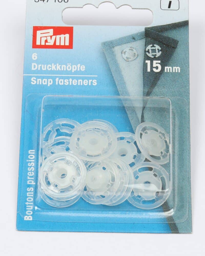 Transparente trykknapper, 6 stk - 15 mm -