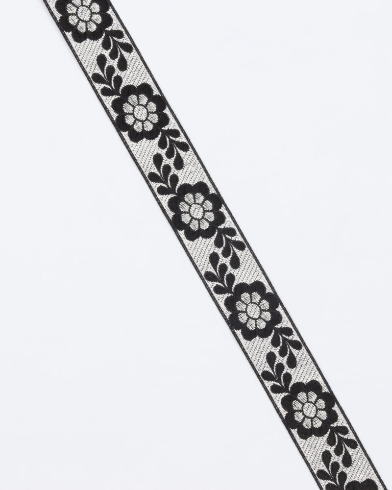 Sølv m. sorte blomster - 23 mm -