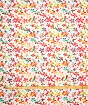 Hvid med blomster - Double Gauze blestof/musselin stof - Swafing