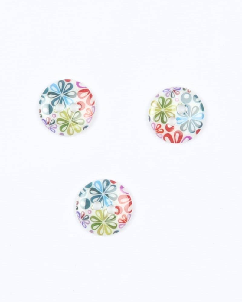 Hvid med blomster - 15 mm -