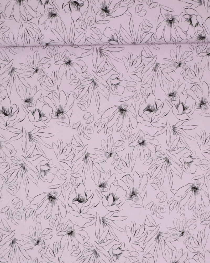 Sart lilla med tegnet blomst - Sandvasket viskose/polyester - Hemmers Itex