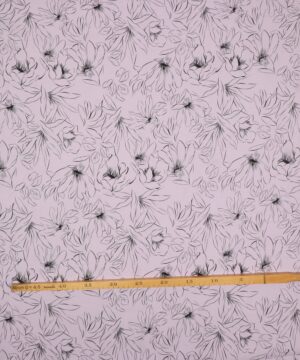 Sart lilla med tegnet blomst - Sandvasket viskose/polyester - Hemmers Itex
