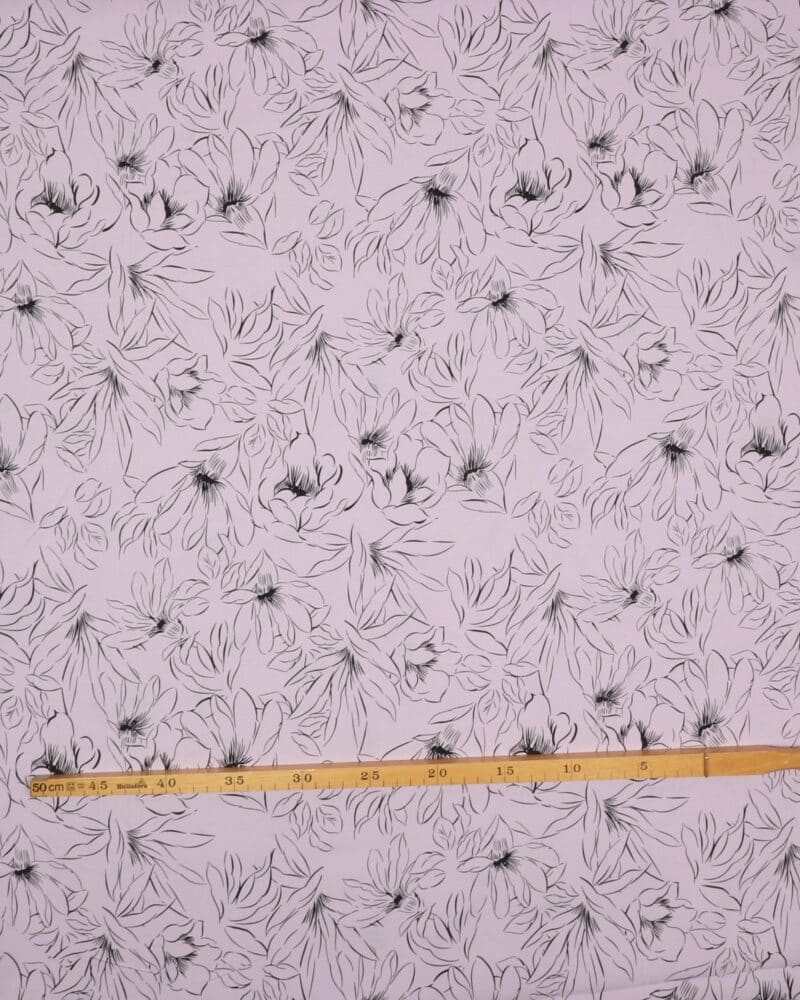 Sart lilla med tegnet blomst - Sandvasket viskose/polyester - Hemmers Itex