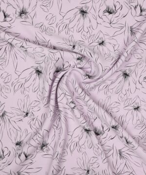 Sart lilla med tegnet blomst - Sandvasket viskose/polyester - Hemmers Itex