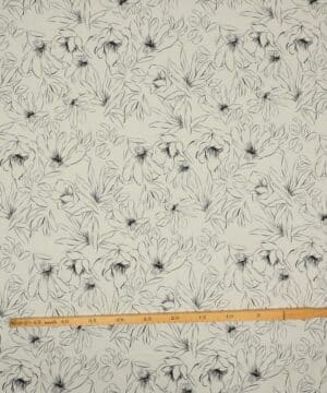 Natur med tegnet blomst - Sandvasket viskose/polyester - Hemmers Itex