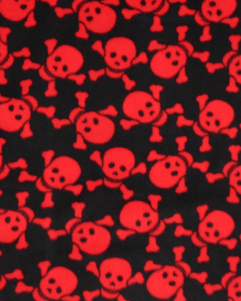 Røde dødningehoveder på sort - Fleece - Glunz