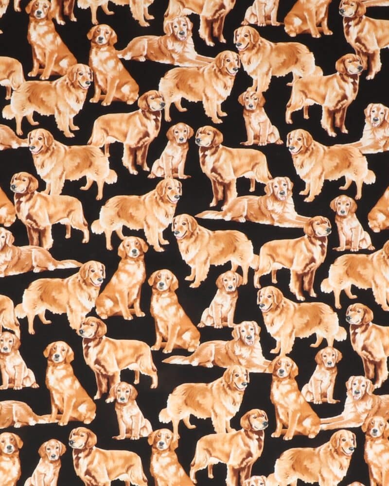 Golden retriever på sort - Patchwork - Timeless Treasures Fabrics of SoHo