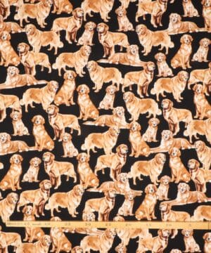 Golden retriever på sort - Patchwork - Timeless Treasures Fabrics of SoHo