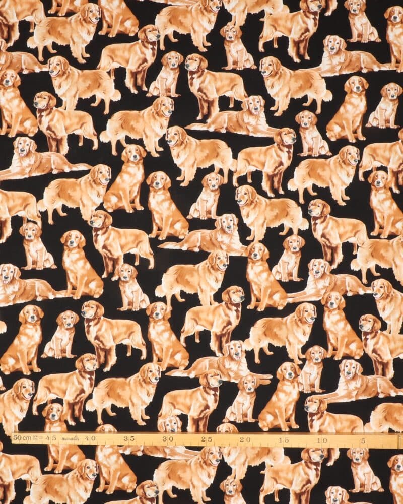 Golden retriever på sort - Patchwork - Timeless Treasures Fabrics of SoHo