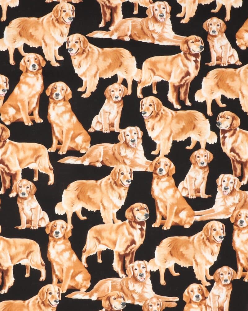 Golden retriever på sort - Patchwork - Timeless Treasures Fabrics of SoHo